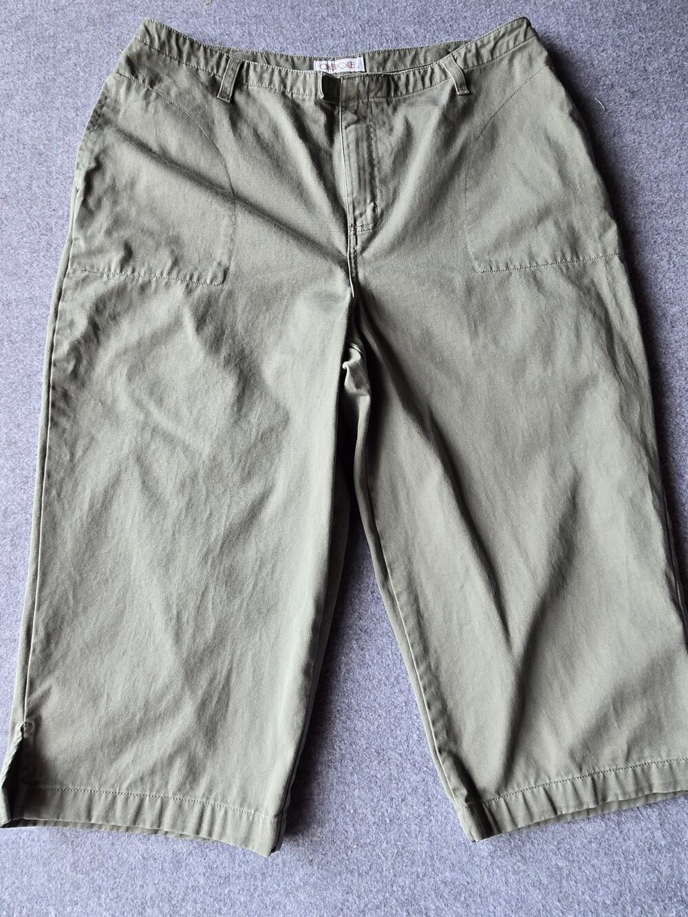 Cherokee Women's Chino Capri Pants Khaki 100% Cotton Size 18 (35"x18")